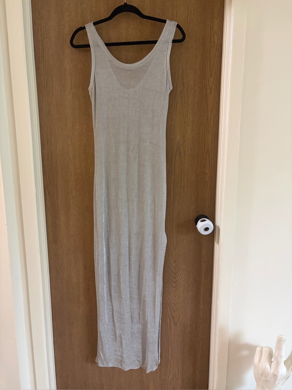 Silver Scoop Neck Sleeveless Maxi Dress